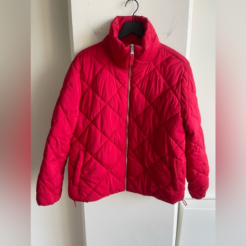 LOFT Quilted Puffer Jacket in Red Size M - Picture 2 of 8